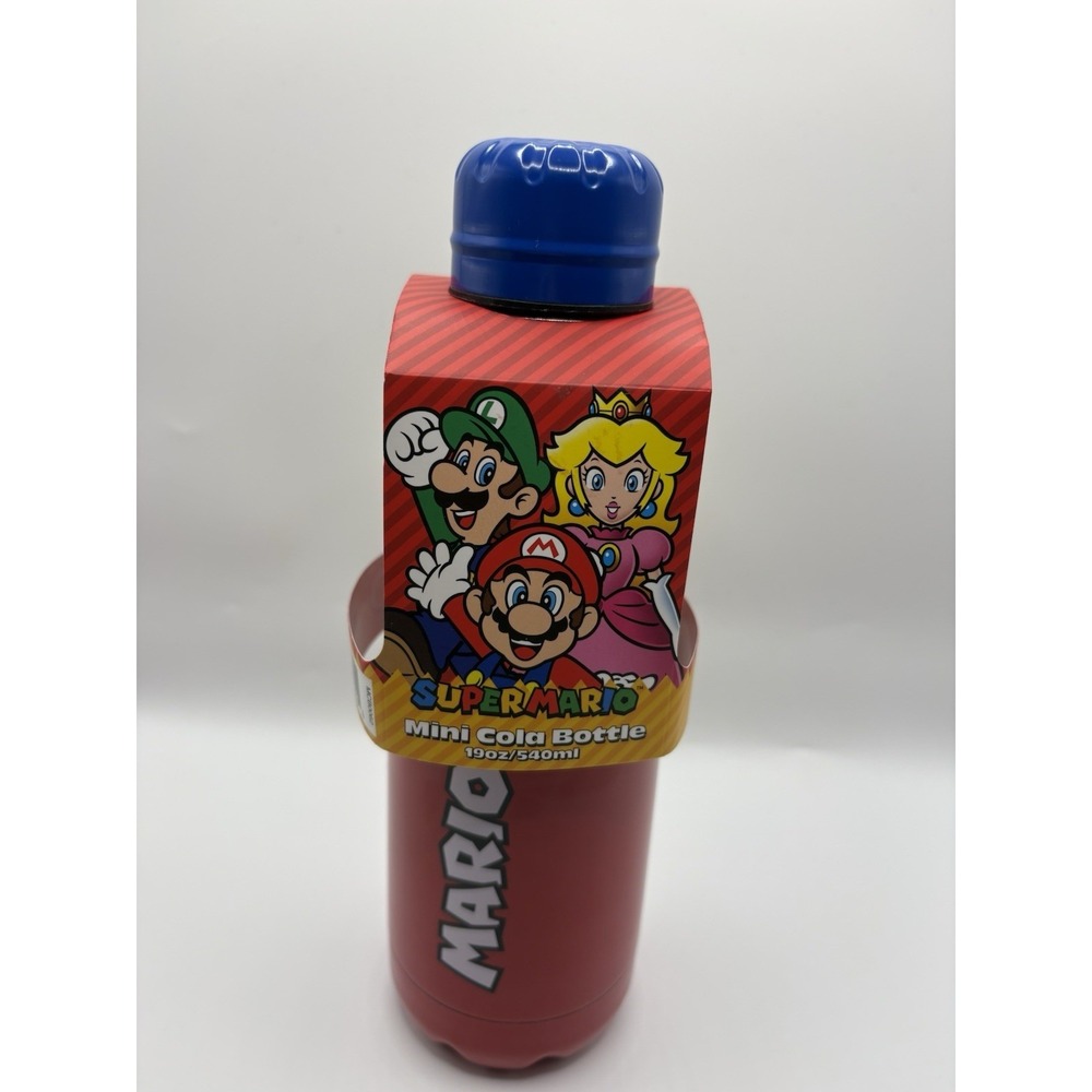 Super Mario Metal Mini Cola Bottle 19oz 540ml Capacity Game Stop